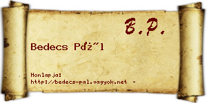 Bedecs Pál névjegykártya